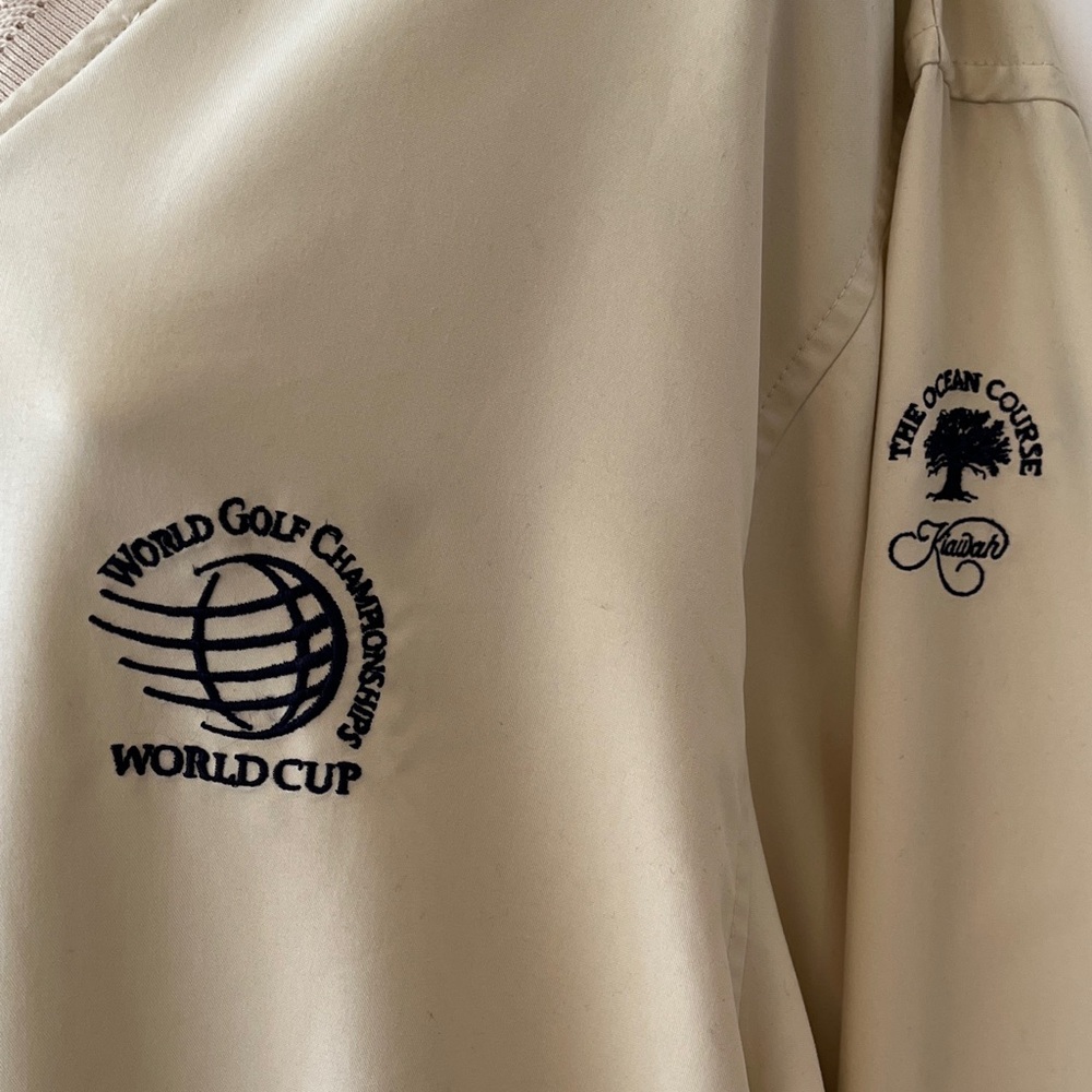 PGA‎ Tour Windbreaker Pullover Top Women's M World Cup Kiawah V-Neck Beige Golf - Picture 4 of 16